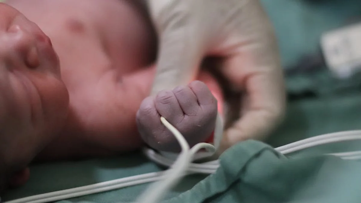 Premature baby doesn’t let doctor release hand in first moments of life